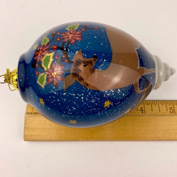 Pier 1 Li Bien Glass Christmas Ornament 2017 Hand-Painted Reindeer W/ Box - Picture 8 of 8